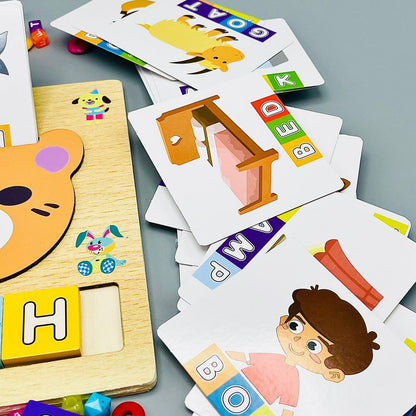 Wooden Alphabets Spelling, Reading and Color Cognition Puzzles For Kids Preschool Learning and Education