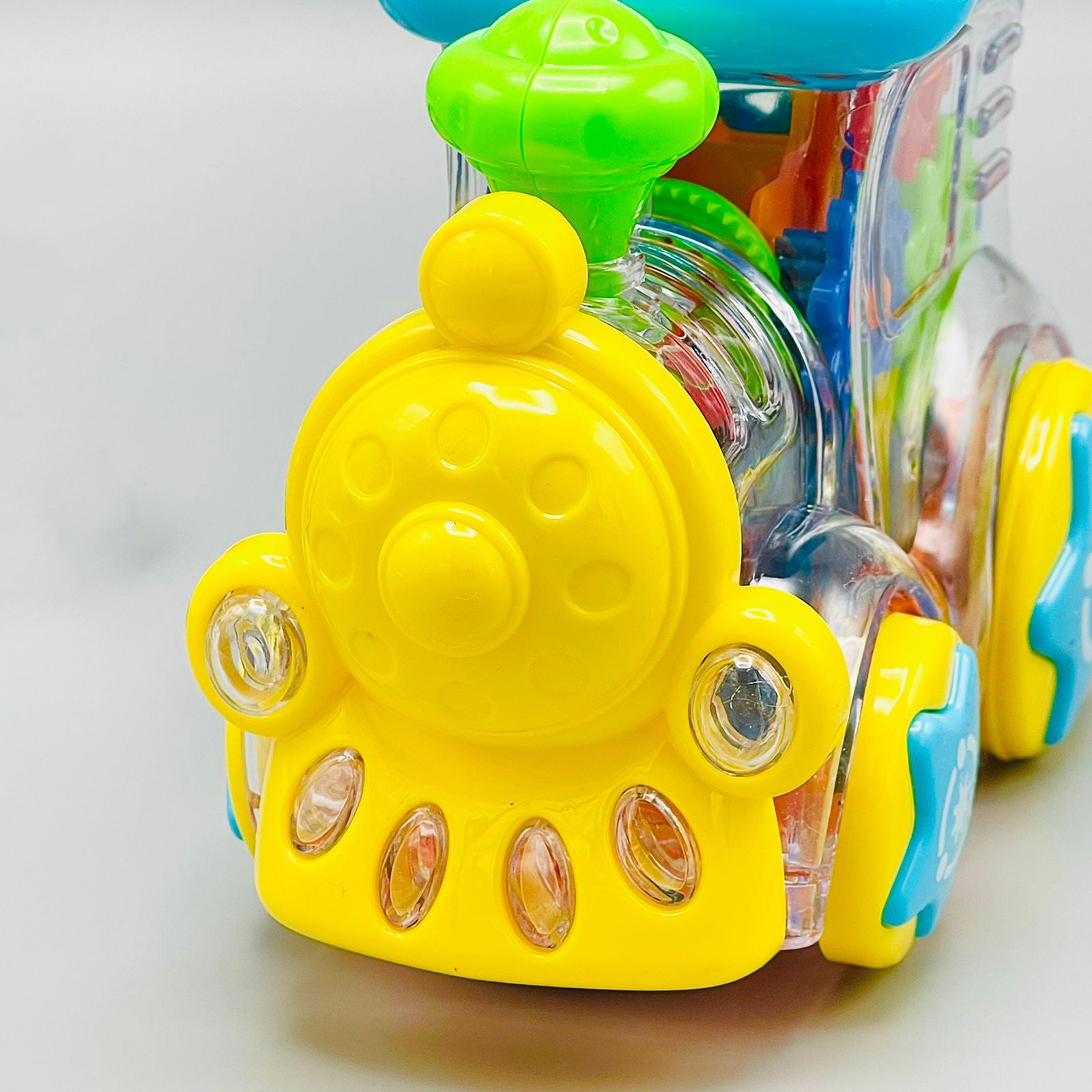 Musical Gear Light Train Engine Transparent Bump and Go Toys For Kids