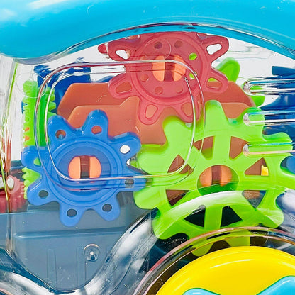 Musical Gear Light Train Engine Transparent Bump and Go Toys For Kids