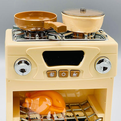 Happy Gourmet Play Kitchen Set Oven Toy Battery Operated With Light And Music Plastic Cooking Children Toy Kitchen