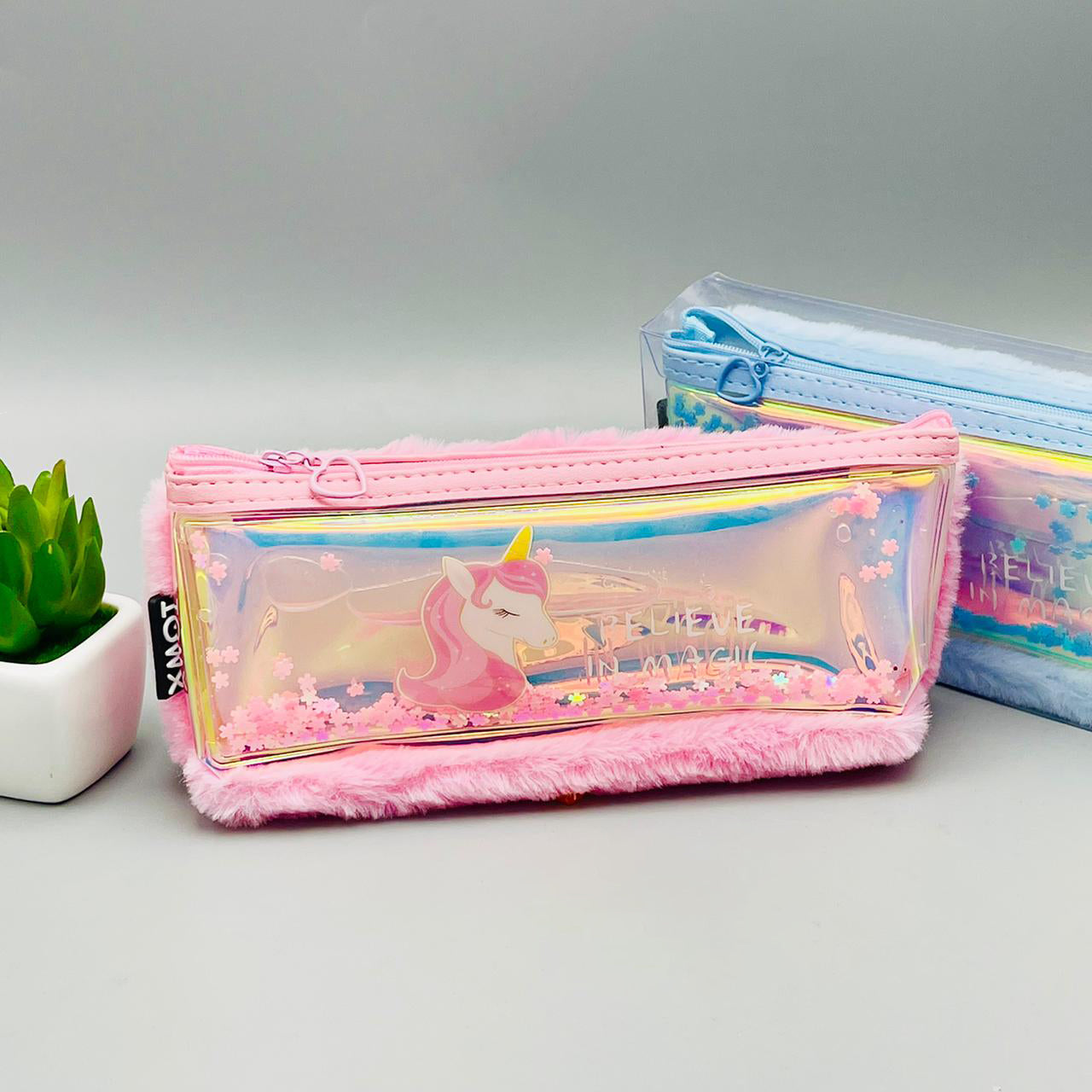 Unicorn Pencil Pouch Geometry with Floating Stars