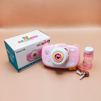 Musical and Light Bear Water Bubble Making Machine Camera Toy For Children