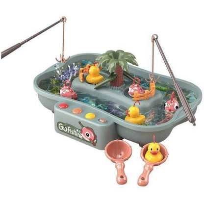 Fishing Game Toys with Slideway, Electronic Toy Fishing Set, Educational Toys for Kids Toddlers Gift for Baby