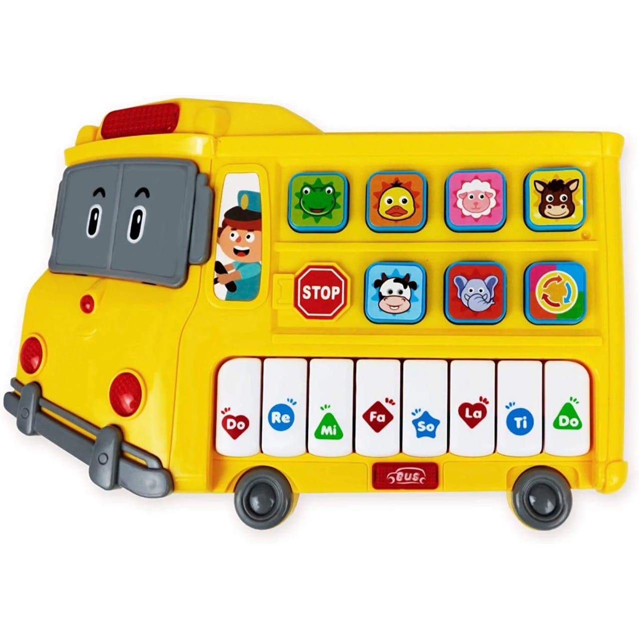 Megcos Musical Learning School Bus Toy With Lights and Music For Kids Learnin ...
