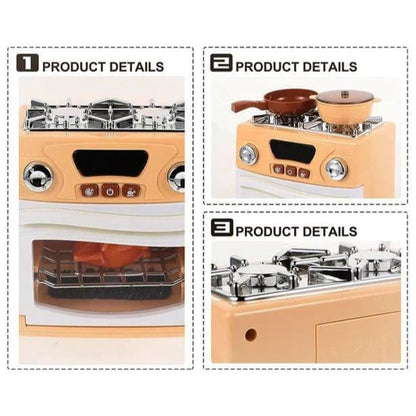 Happy Gourmet Play Kitchen Set Oven Toy Battery Operated With Light And Music Plastic Cooking Children Toy Kitchen