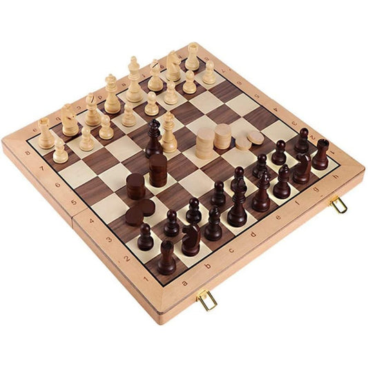 2-in-1 Chess and Checkers and Backgammon Folding Board Fun Kids and Adults Game