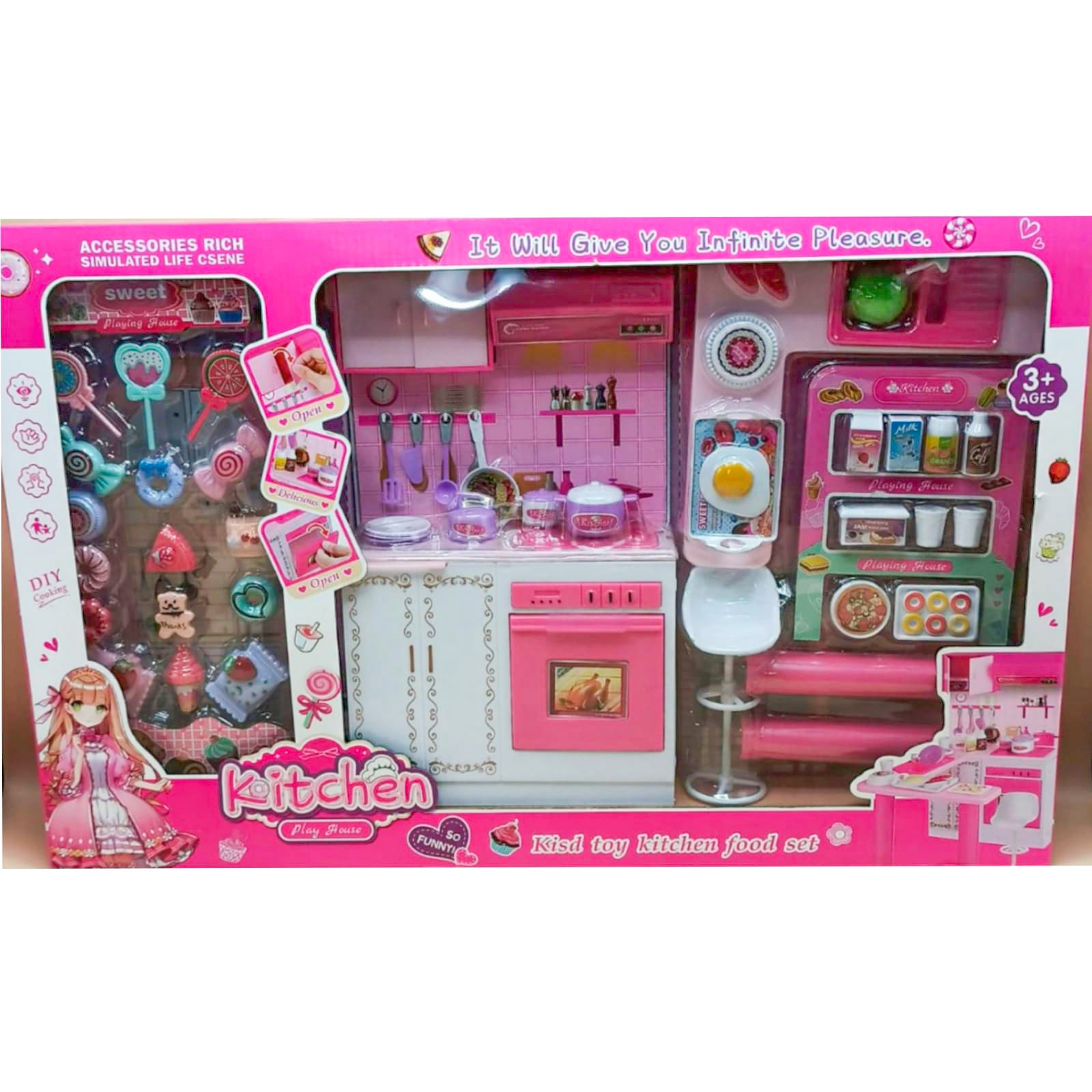 Battery Operated Cooking Kitchen Play Set with Light and Sound for Kids and Child Entertainment
