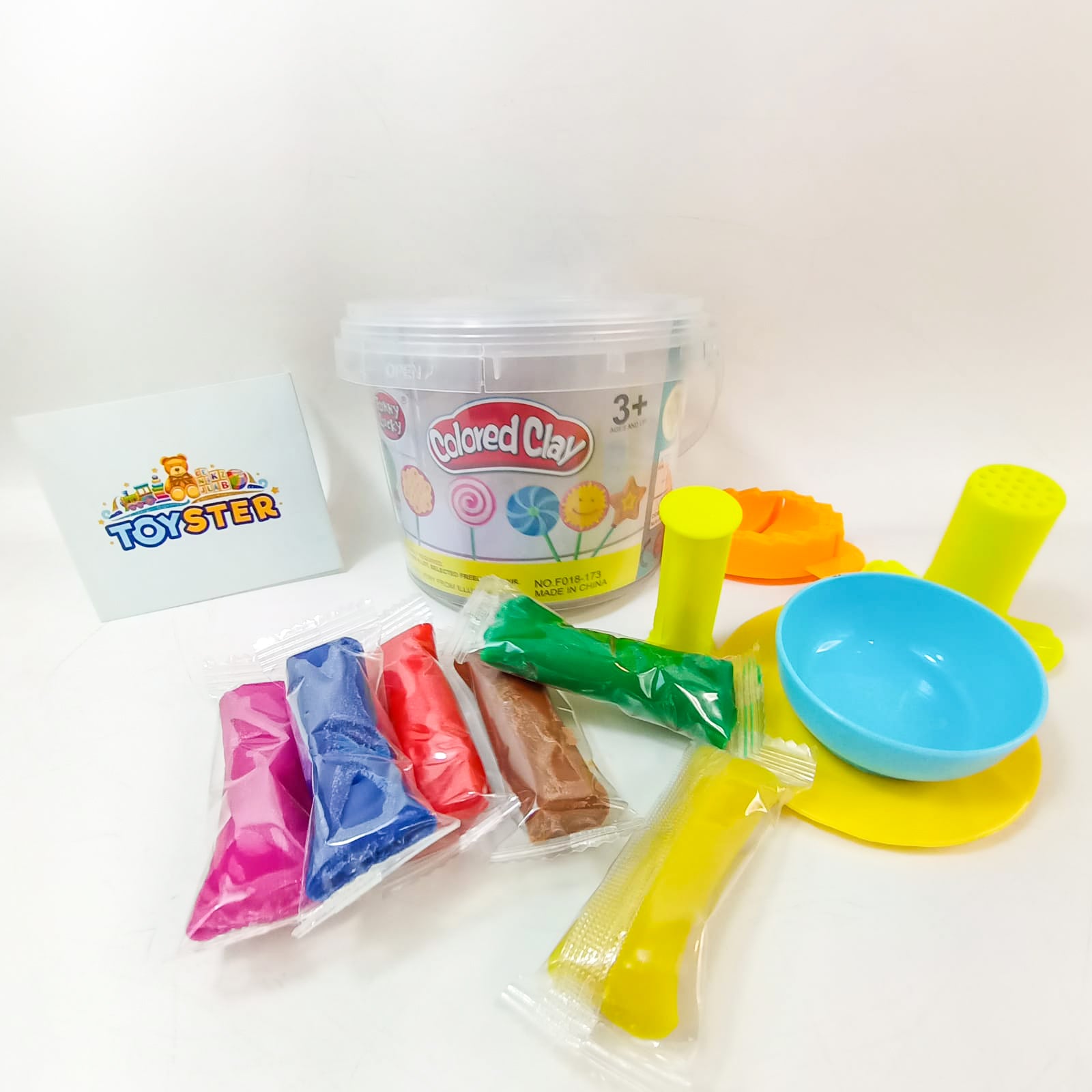 Funny Lucky Clay Bucket With Many Colored Dough Sets For Kids Play