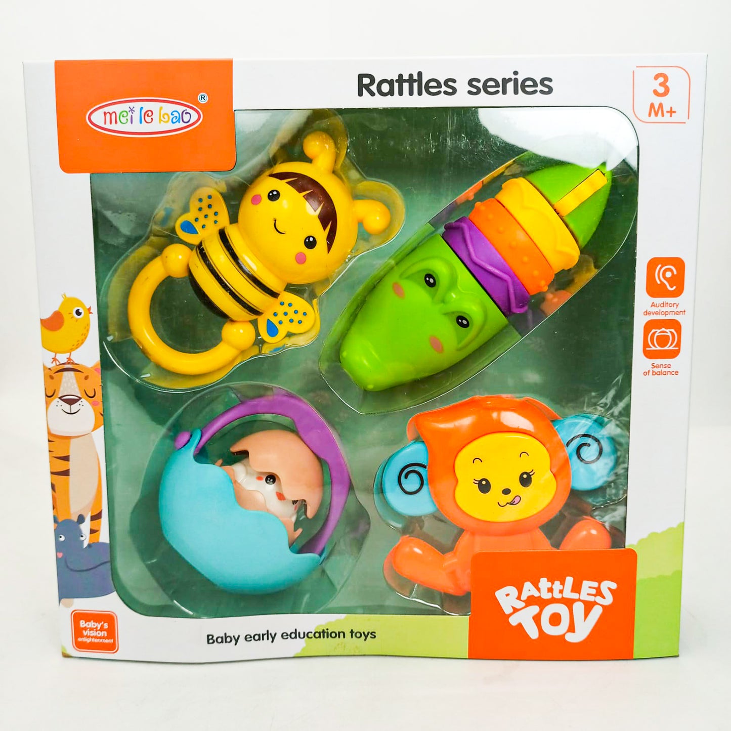 Colorful 4 Pieces Rattles Set Baby Early Education Series