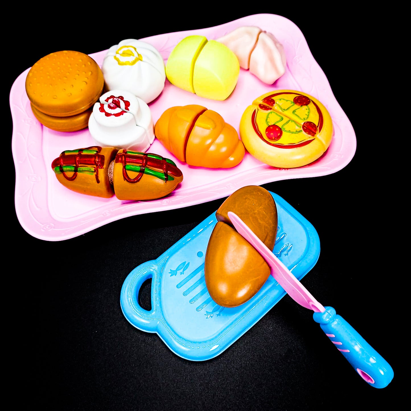 Children Kitchen Cutting Bread Fast Food Pretend Play Plastic Toys For Kids