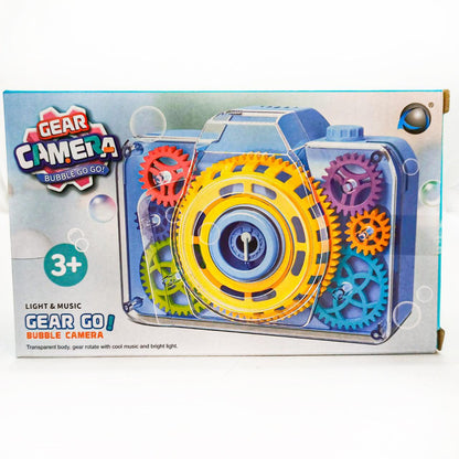 Transparent Blowing Bubble Camera Toy with Light and Music for Children