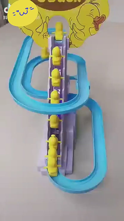 Little Duck Track Slide Electric Climbing Stairs Roller Coaster Toy Set