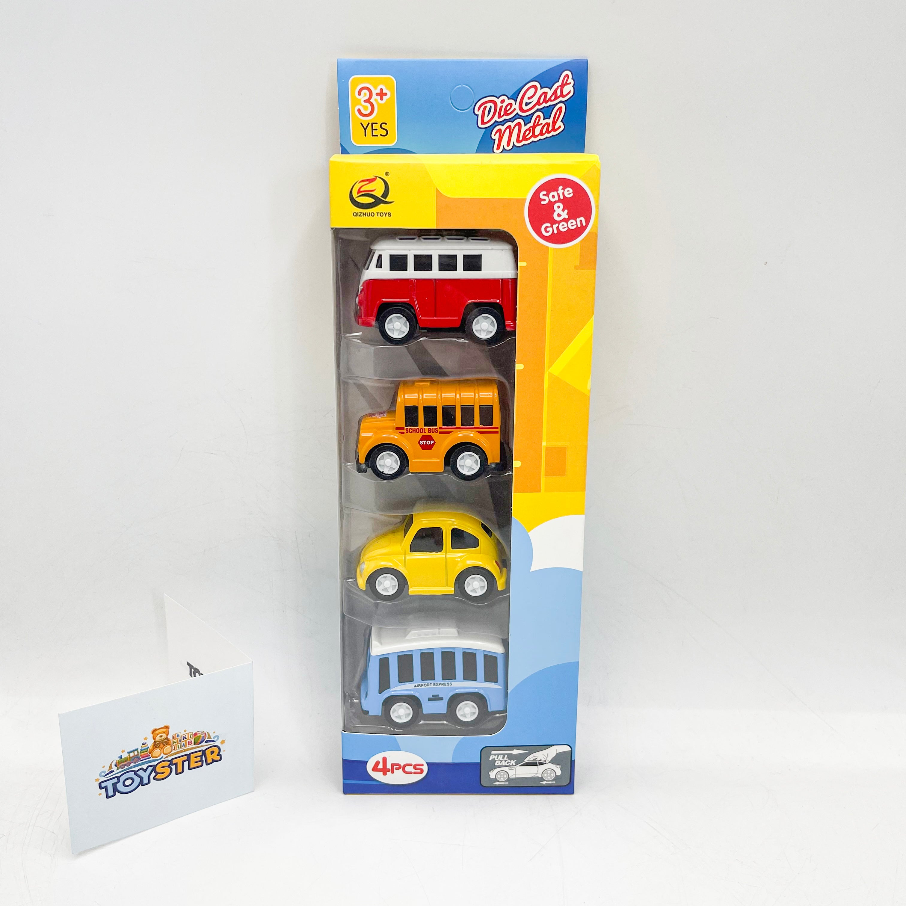 Die-cast Alloy Toy Vehicles Friction Powered Toy Monster Trucks, Buses, and Cars for Toddlers & Boys